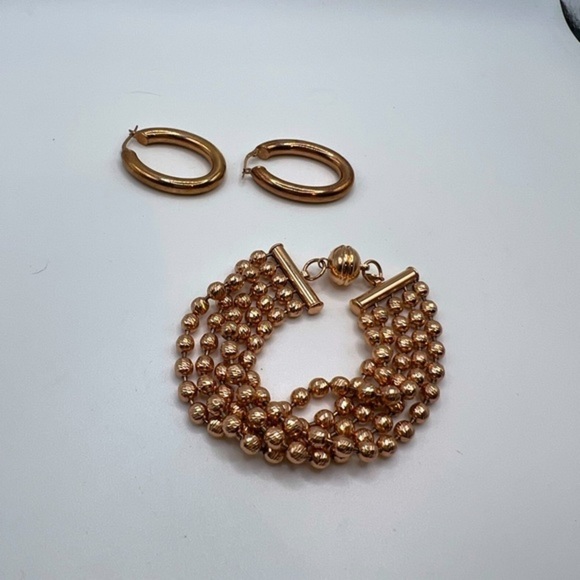 BRILLIANT Rose Gold Color Bracelet and Pierced Earring Set - Picture 6 of 6